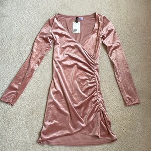 H& M Velvet Pink Criss Cross Dress
